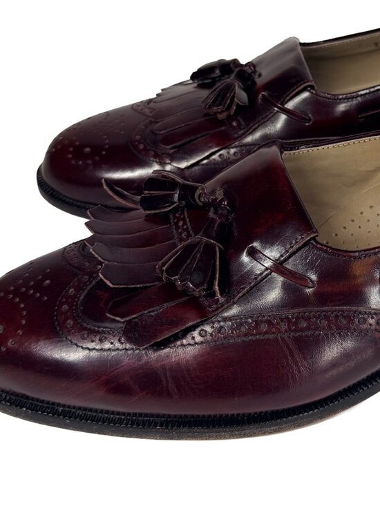 Mezlan Burgundy Tassel Loafers Men display picture 3